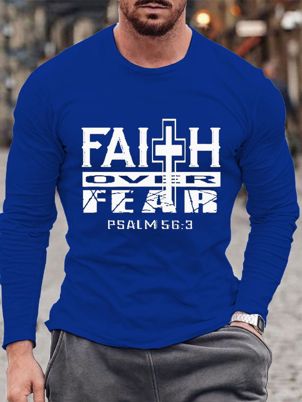 Faith over Fear Christian Bible Verse Long Sleeve T-Shirt