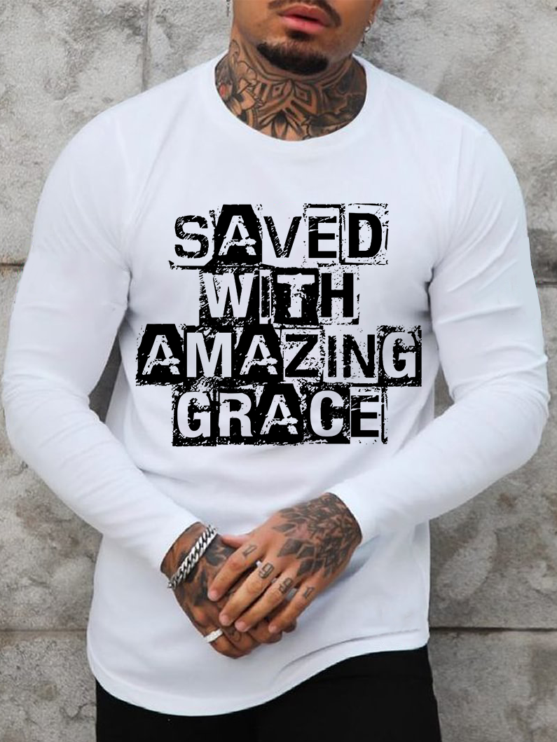 Saved With Amazing Grace Long Sleeve T-Shirt