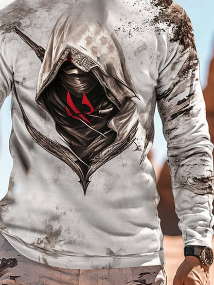 Men's Outdoor Sun Protection Breathable Cool Mask Hooded Sun Protection Long-Sleeved Top