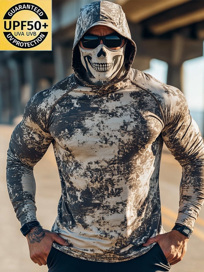 Men's Outdoor Sun Protection Breathable Cool Hooded Sun Protection Long Sleeve Top