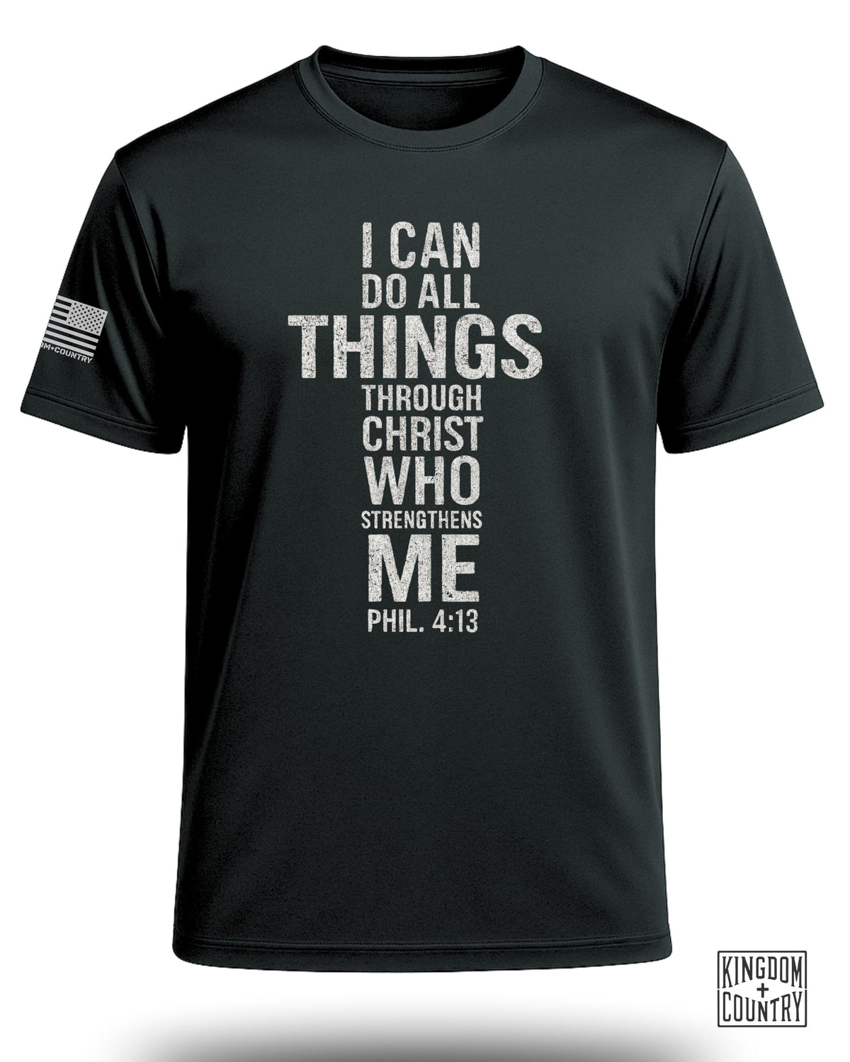 Philippians 4:13 Distressed Cross Performance Shirt