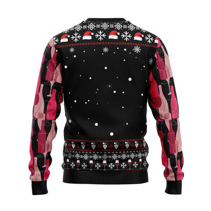 Unisex Vintage Wine Red Print Crew Neck Ugly Christmas Sweatshirt