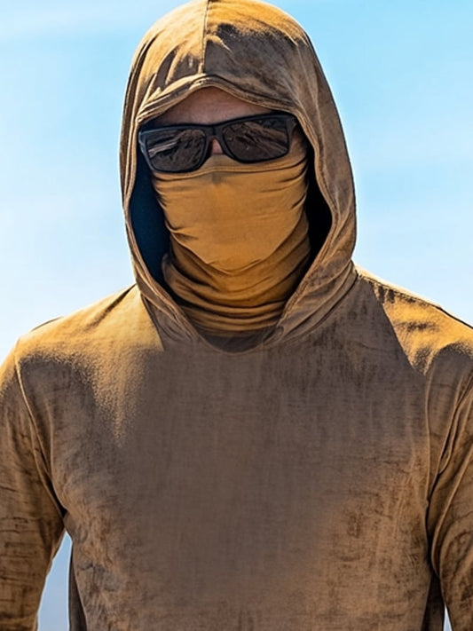 Men's Outdoor Sun Protection Breathable Cool Mask Hooded Sun Protection Long-Sleeved Top