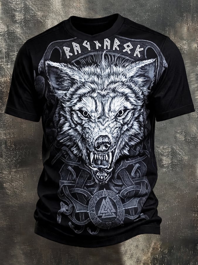 Men's Vintage Viking-Print T-Shirt