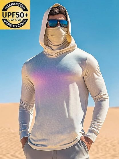 Men's Outdoor Sun Protection Breathable Cool Hooded Sun Protection Long Sleeve Top