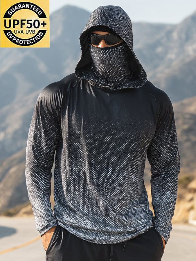 Men's Outdoor Sun Protection Breathable Cool Hooded Sun Protection Long Sleeve Top