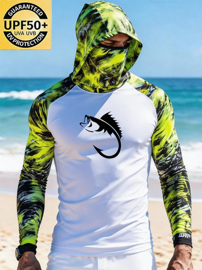 Men's Outdoor Sun Protection Breathable Cool Hooded Sun Protection Long-Sleeved Top