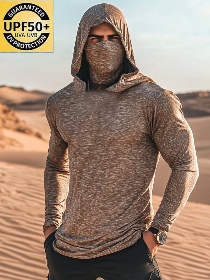Men's Outdoor Sun Protection Breathable Cool Hooded Sun Protection Long Sleeve Top