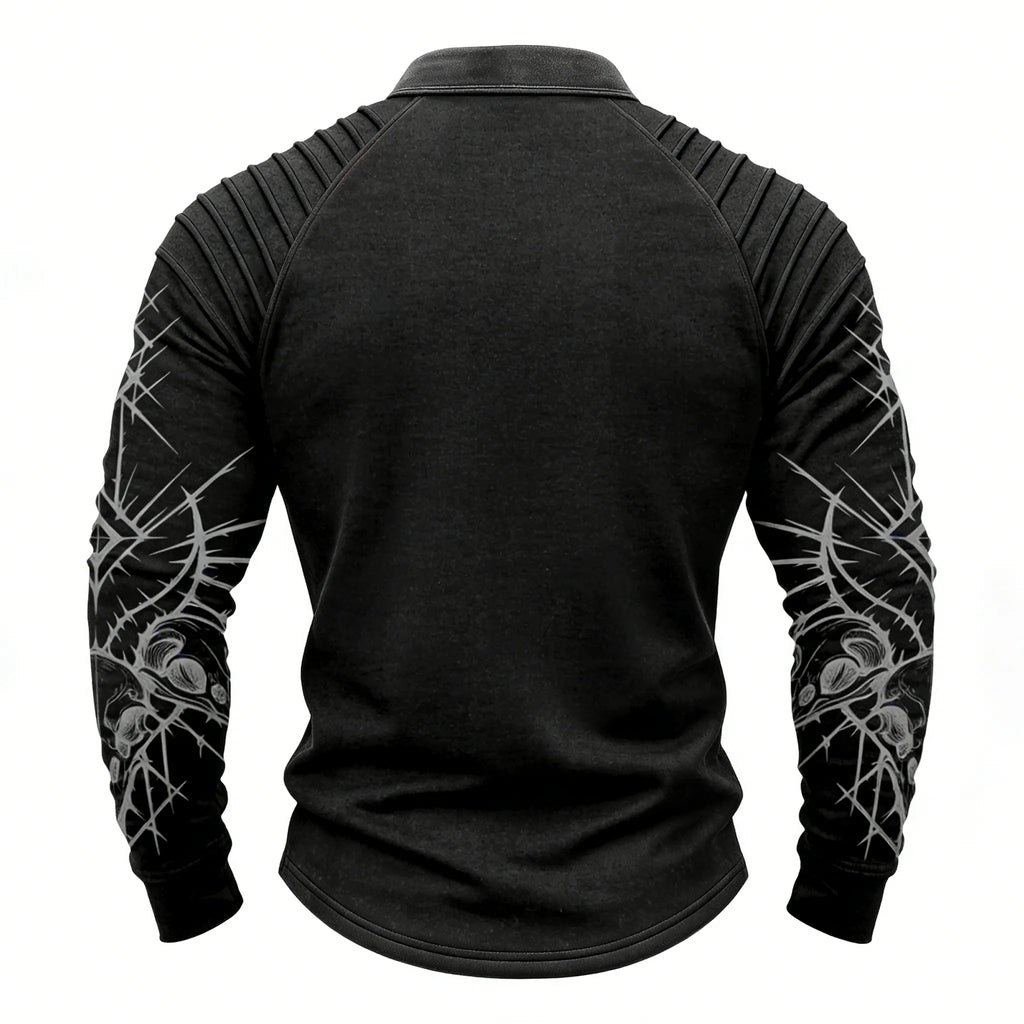 Blood-Red Crow Viking Totem Print Sweatshirt
