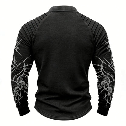 Blood-Red Crow Viking Totem Print Sweatshirt