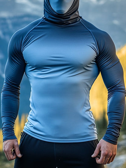 Men's Outdoor Sun Protection Breathable Cool Hooded Sun Protection Long Sleeve Top