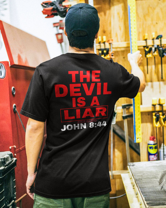 The Devil Is A Liar. John 8:44. Jesus Is Lord Printed Men's T-shirt