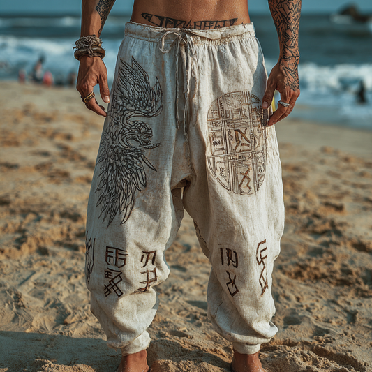 Men's Viking Totem Nordic Runes Knot Bohemian Summer Pants