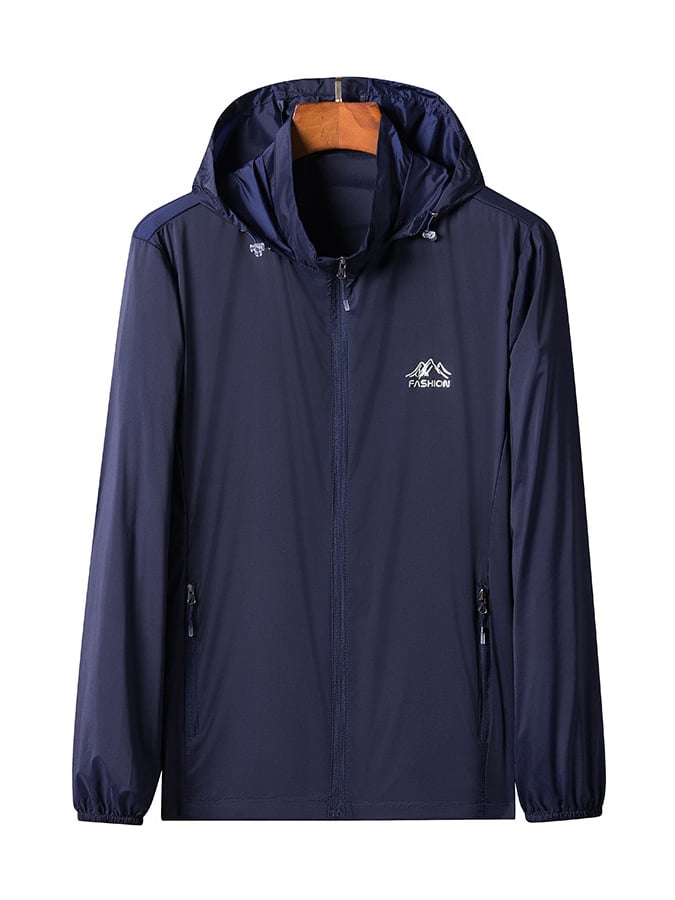 Men's Outdoor Sun Protection Breathable Cool Mask Hooded Sun Protection Long Sleeve Zipper Jacket