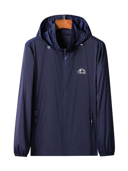Men's Outdoor Sun Protection Breathable Cool Mask Hooded Sun Protection Long Sleeve Zipper Jacket
