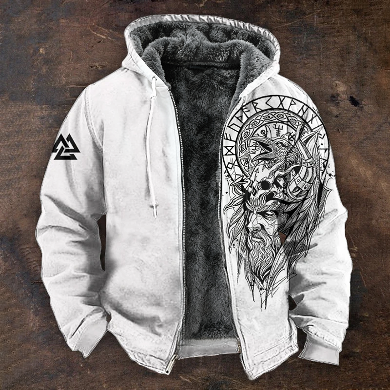 Nordic Style Viking Fleece Inner Lined Winter Hoodie