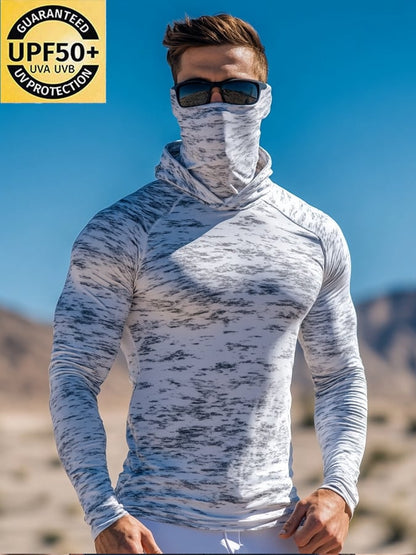 Men's Outdoor Sun Protection Breathable Cool Mask Hooded Sun Protection Long-Sleeved Top