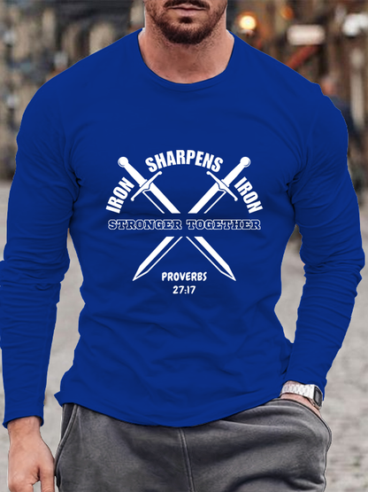 Iron Sharpens Iron Stronger Together Christian Cotton Long Sleeve T-Shirt