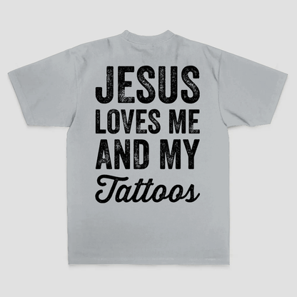 Jesus Loves Me And My Tattoos Printed Men's T-shirt