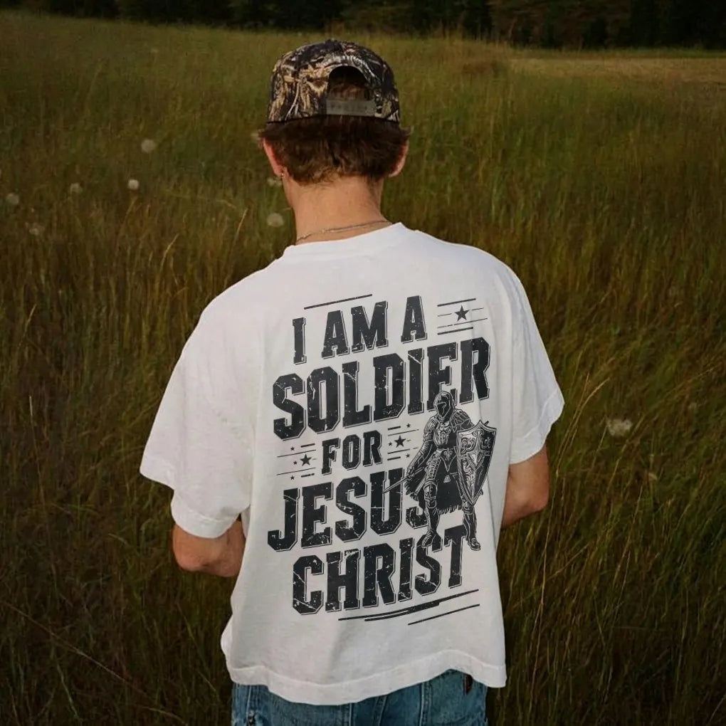 I Am A Soldier For Jesus Christ Knight Warrior Printed Men's T-shirt