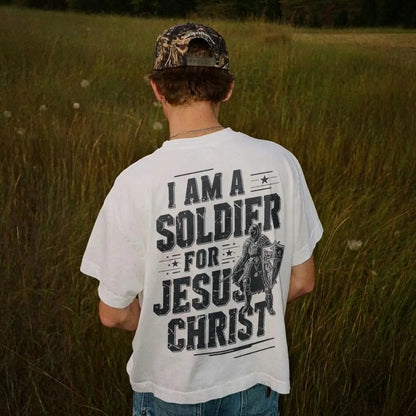 I Am A Soldier For Jesus Christ Knight Warrior Printed Men's T-shirt