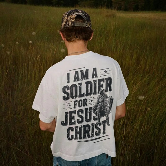 I Am A Soldier For Jesus Christ Knight Warrior Printed Men's T-shirt