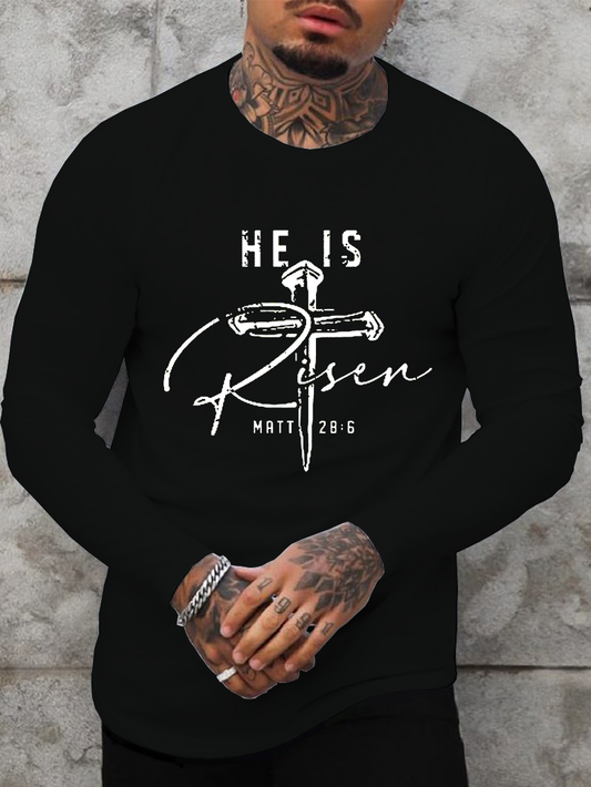 He Is Risen Jesus God Christian Cotton Long Sleeve T-Shirt