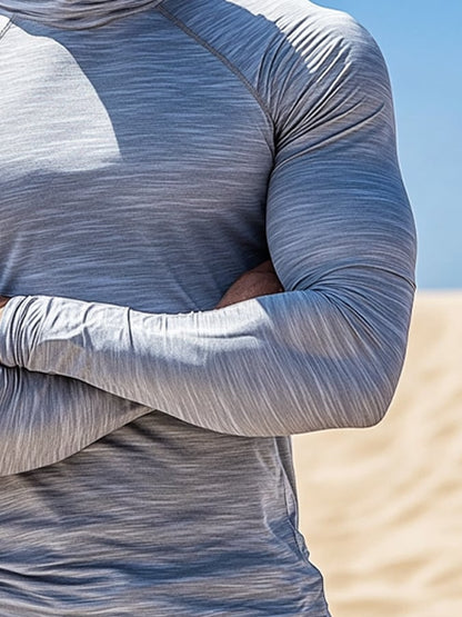 Men's Outdoor Sun Protection Breathable Cool Hooded Sun Protection Long-Sleeved Top