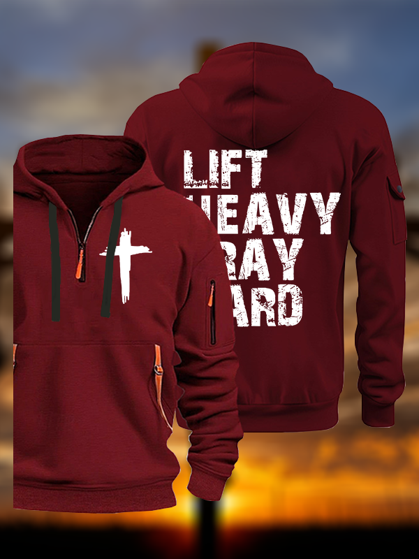 Lift Heavy Pray Hard Gym Jesus God Christian Zipper Hoodies