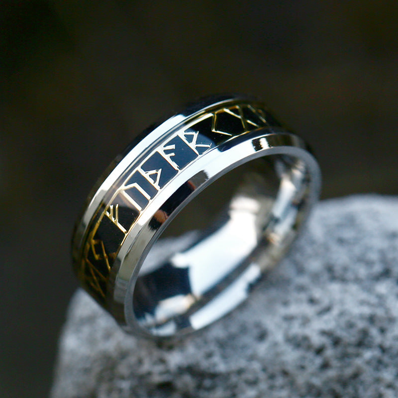 Nordic Viking Alphabet Titanium Steel Men's And Women's Rings