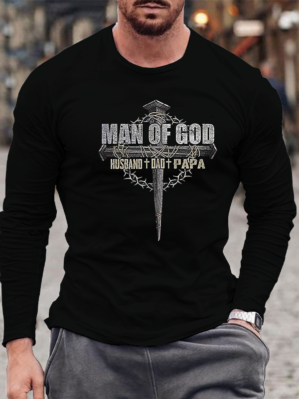 Man Of God Husband Dad PaPa Long Sleeve T-Shirt