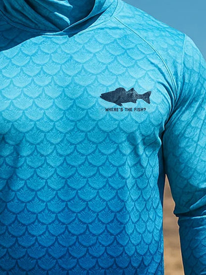 Men's Outdoor Sun Protection Breathable Cool Mask Hooded Sun Protection Long-Sleeved Top