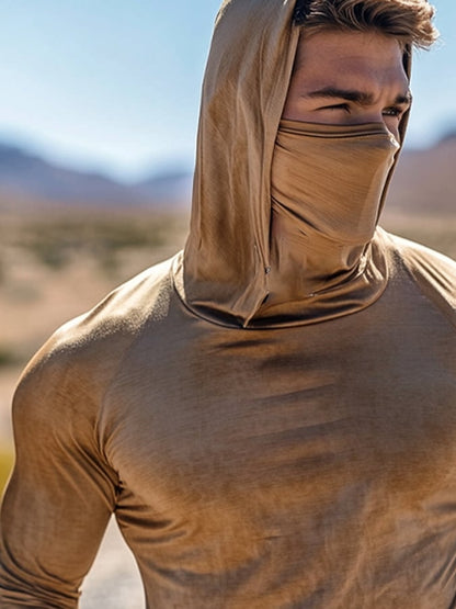 Men's Outdoor Sun Protection Breathable Cool Hooded Sun Protection Long Sleeve Top