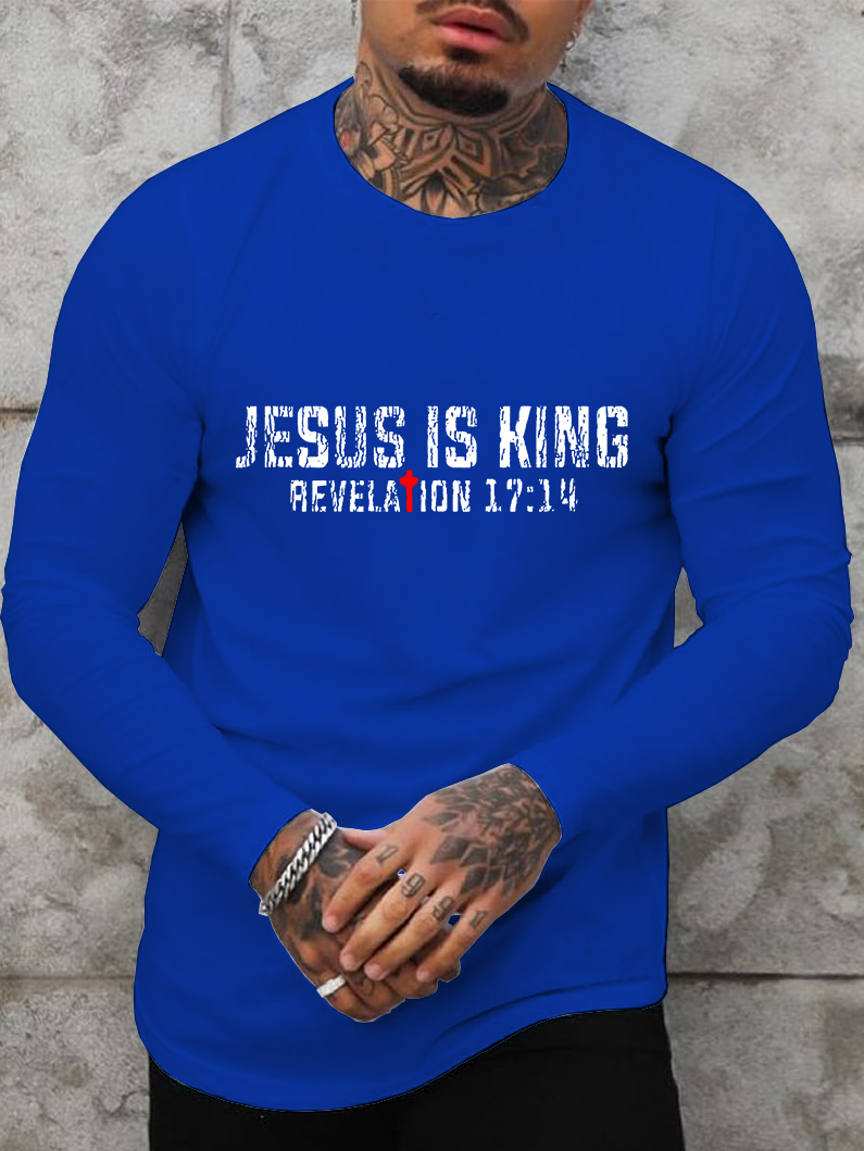 Jesus Is King Revelation 17:14 Christian Cotton Long Sleeve T-Shirt