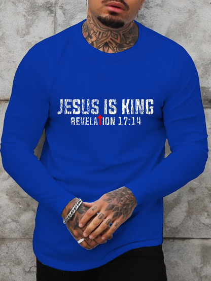 Jesus Is King Revelation 17:14 Christian Cotton Long Sleeve T-Shirt