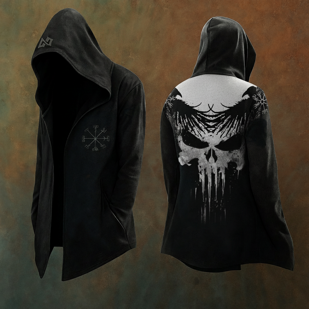 Viking Raven Skull Totem Digital 3D Printed Unisex Casual Hooded Jacket