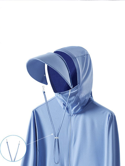 Men's Outdoor Sun Protection Breathable Cool Mask Hooded Sun Protection Long Sleeve Zipper Jacket