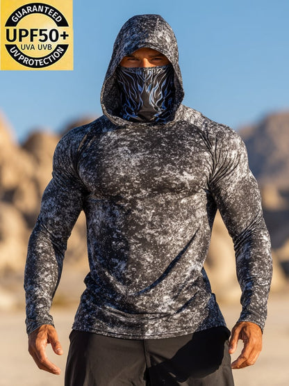 Men's Outdoor Sun Protection Breathable Cool Hooded Sun Protection Long Sleeve Top