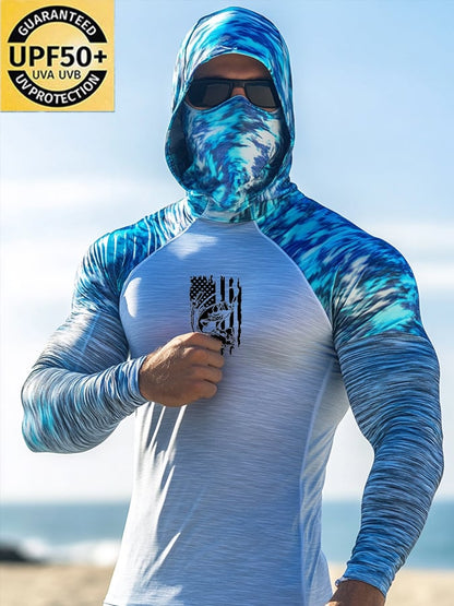 Men's Outdoor Sun Protection Breathable Cool Hooded Sun Protection Long-Sleeved Top