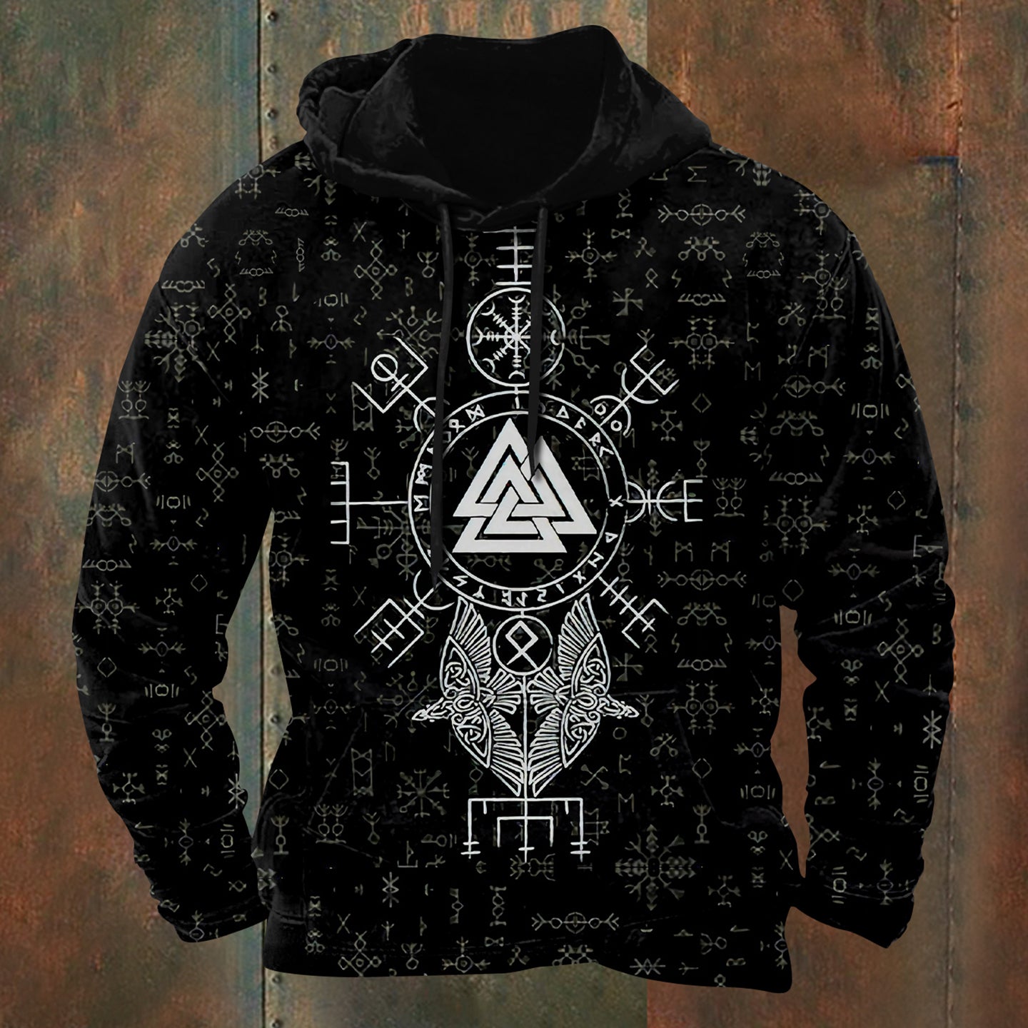 Men's Viking Totem Art Vintage Hoodie