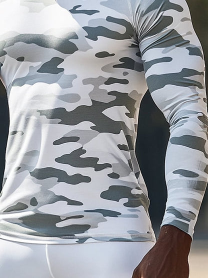 Men's Outdoor Sun Protection Breathable Cool Hunting Camouflage Mask Hooded Sun Protection Long-Sleeved Top
