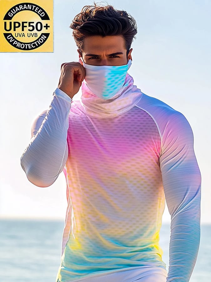 Men's Outdoor Sun Protection Breathable Cool Hooded Sun Protection Long Sleeve Top