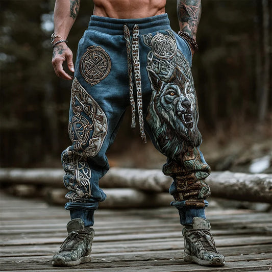 Viking Fenrir Wolf Totem Men's Casual Pants