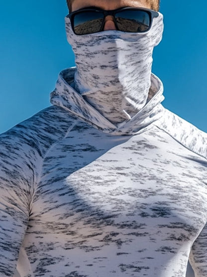 Men's Outdoor Sun Protection Breathable Cool Mask Hooded Sun Protection Long-Sleeved Top