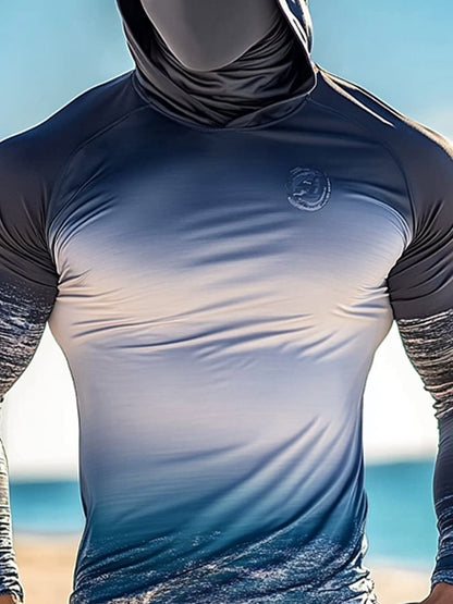Men's Outdoor Sun Protection Breathable Cool Hooded Sun Protection Long-Sleeved Top