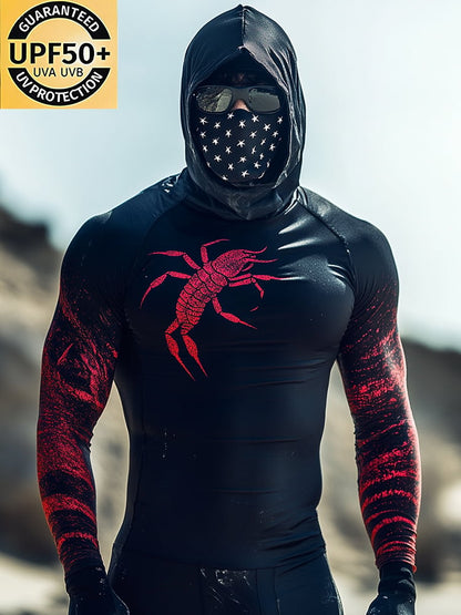 Men's Outdoor Sun Protection Breathable Cooling Mask Hooded Sun Protection Long-Sleeved Top