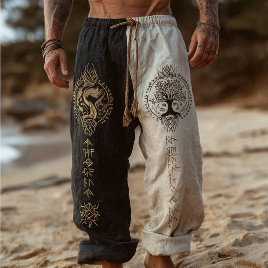 Men's Vintage Viking Phoenix & Yggdrasil Inspired Summer Casual Pants