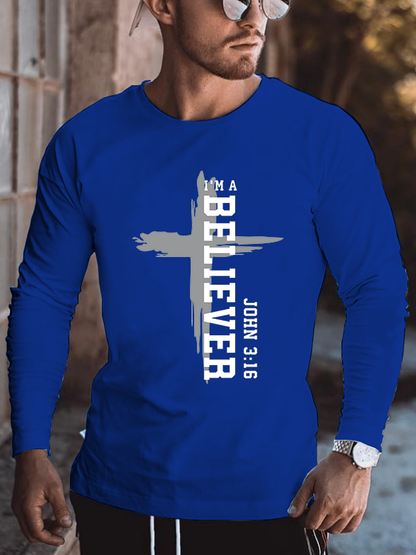 John 3:16 I'm A Believer Cotton Long Sleeve T-Shirt