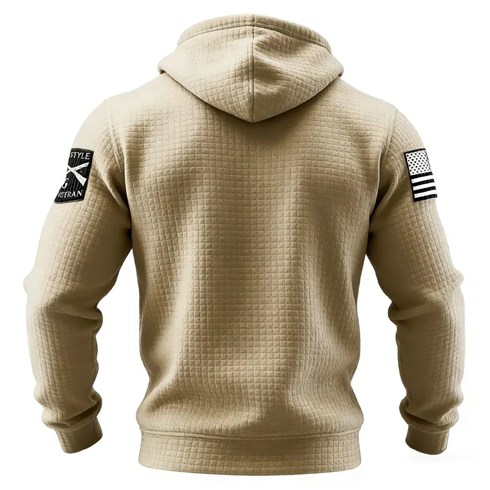 Viking skull American street casual waffle knit hoodie