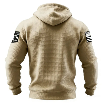 Viking skull American street casual waffle knit hoodie